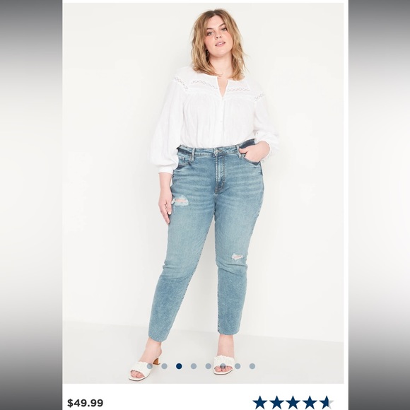 NWT High-Waisted OG Straight Ripped Cut-Off Ankle Jeans for Women - Picture 6 of 6